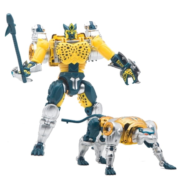6.5 Inch Metallic Leopard Robot, Jungle Theme Articulated Transform Action Figure for Fans