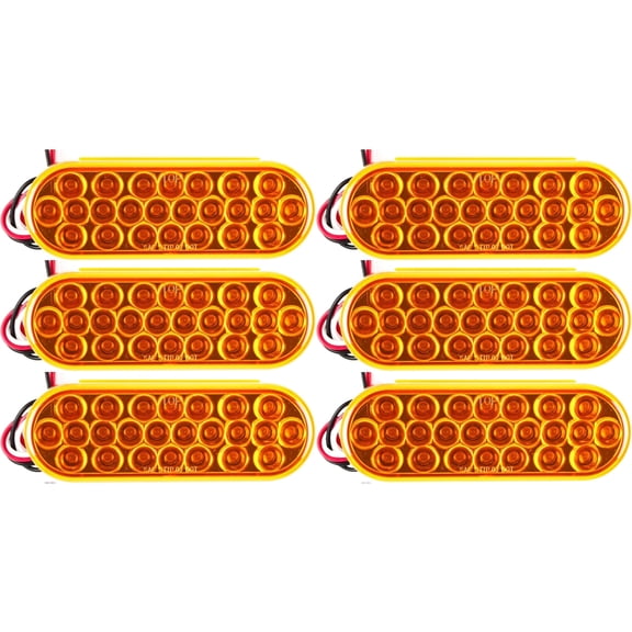6.5" Inch Oval 24 LED Turn Tail Clearance Signal Light Truck Trailer 6x Amber