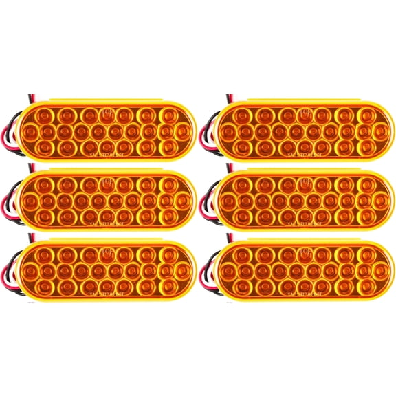 6.5" Inch Oval 24 LED Turn Tail Clearance Signal Light Truck Trailer 6x Amber