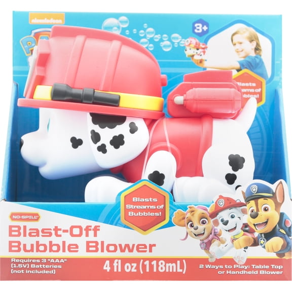 6.5 Inch Paw Patrol Marshall Blast-Off Bubble Blower Machine with Fubble Bubble Solution