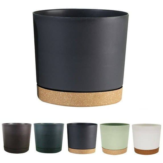 6.5 Inch Pots Cylinder Flower Pots for Outdoor Indoor Decorative Planters with Drainage Holes and Saucers for Garden House Succulents Flower Modern Planters