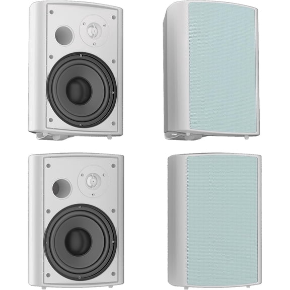 6.5 Inches Outdoor Speakers Wired Waterproof Passive,Wall Mount Speakers with 800 Watts Powerful Bass for Home Patio Garden Covered Deck,All-Weather Durability,White(2 Pairs)