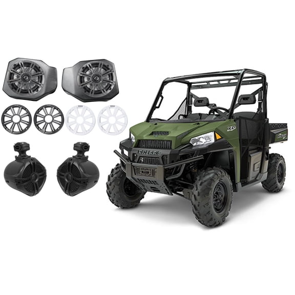 6.5" Kicker KM Kick Panel Speakers for 2018 Polaris Ranger XP1000+Tower Speakers