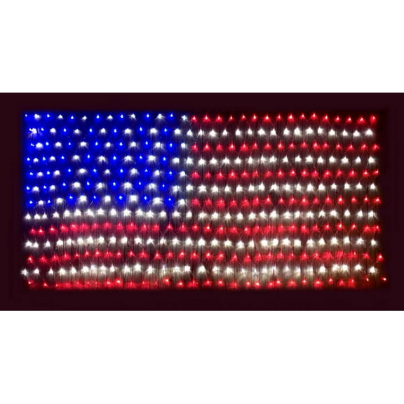 6.5' LED USA Net Flag Silhouette Motif Display