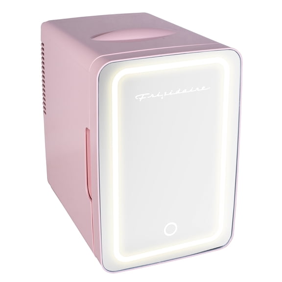 Frigidaire 6.5-L 9-Can Mini Portable Personal Fridge with Lighted Mirror Door, Pink