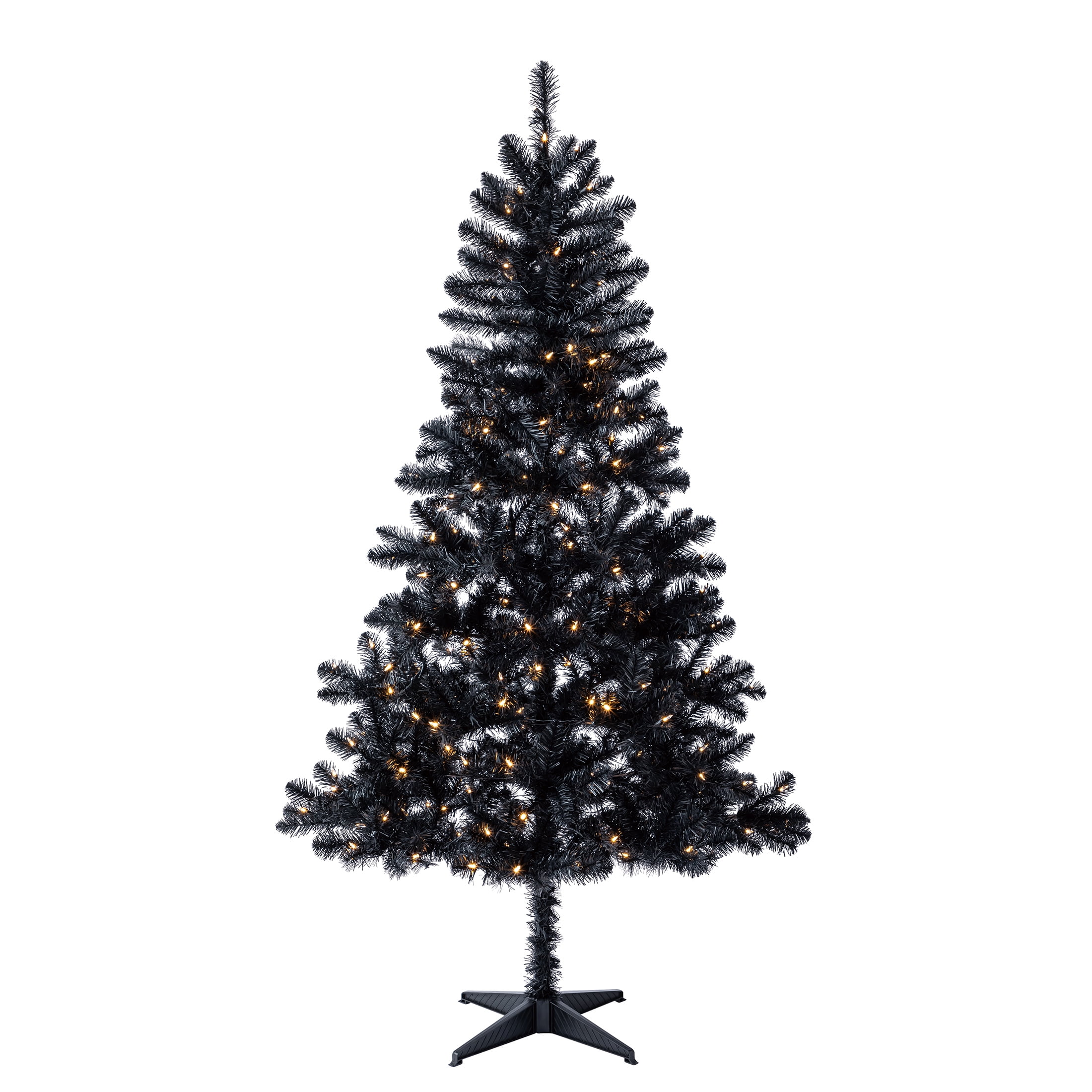 6.5' Pre-Lit Madison Pine Black Artificial Christmas Tree with