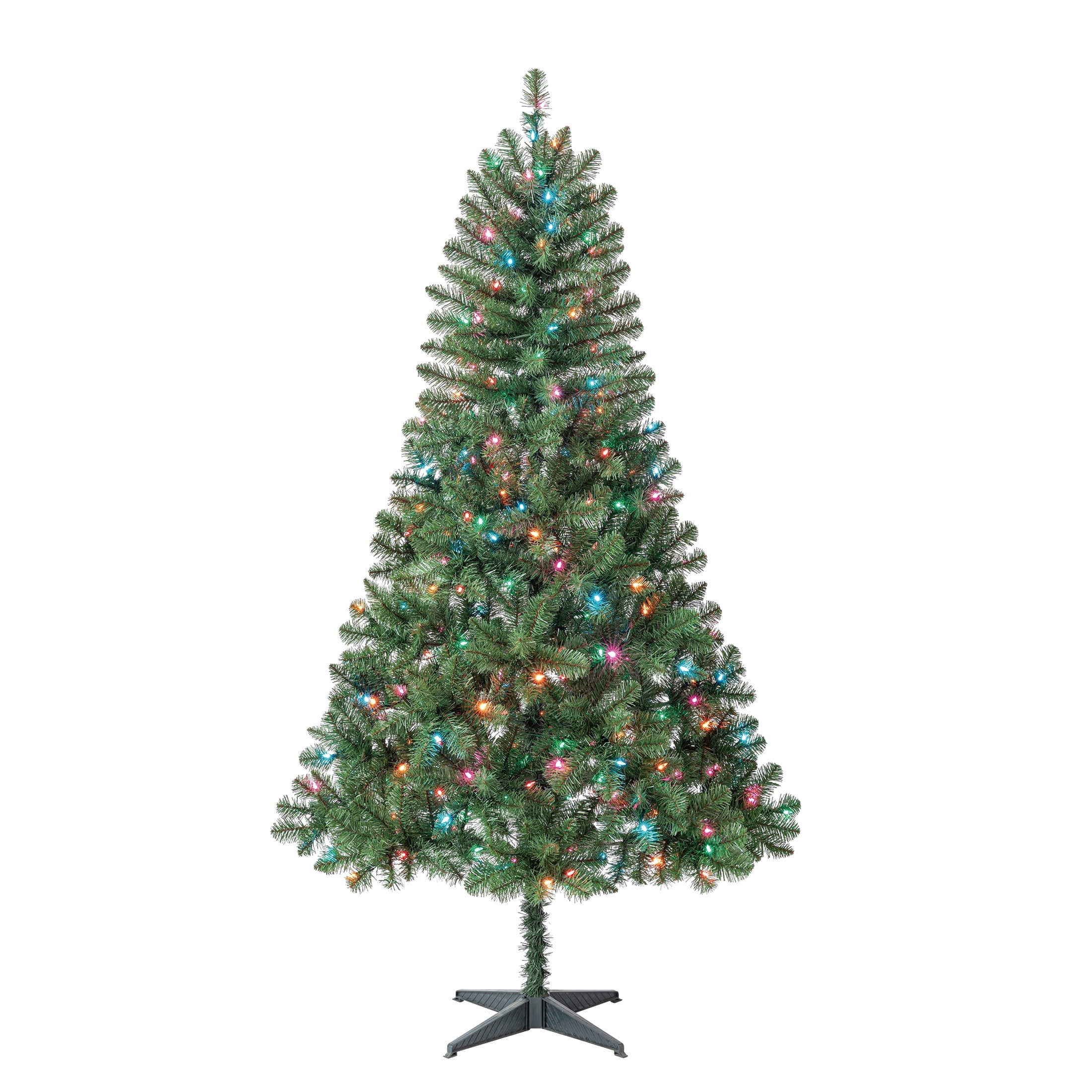 6.5' Pre-Lit Madison Pine Green Artificial Christmas Tree with Color-Changing LED Lights and Stand, by Holiday Time