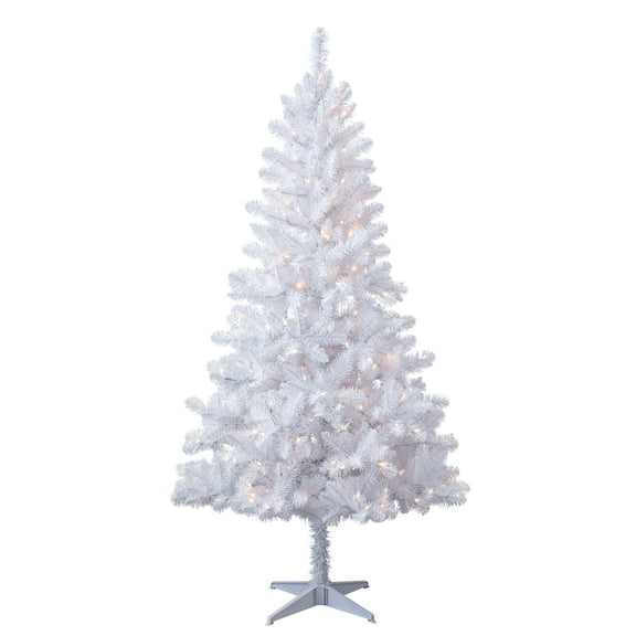 6.5' Pre-Lit Madison Pine White Artificial Christmas Tree with Color-Changing LED Lights, by Holiday Time