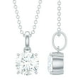 thumbnail image 1 of Rosec Jewels 6.5 MM Round Moissanite Solitaire Pendant Necklace in Prong Setting, 10K White Gold, 1 of 8
