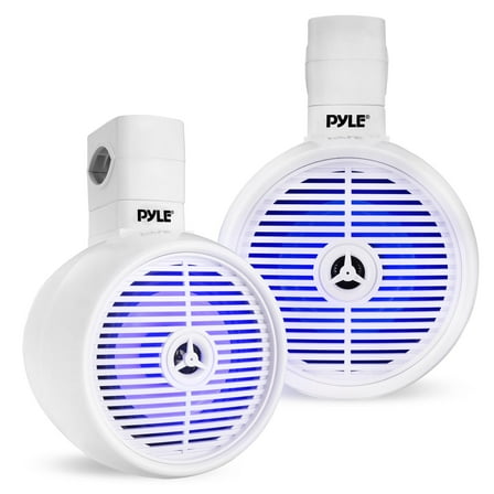 6.5" Marine Wakeboard Water Resistant Speaker - Single 2-Way Mini Box Speaker System with Built-in LED Lights, White