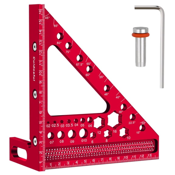 6.5'' Metric 3D Multi-Angle Measuring Ruler, Aluminum Carpenter Square for Woodworking, 15-90 Layout Tool, Drawing Line Ruler Precise Marking and Cutting(mm)