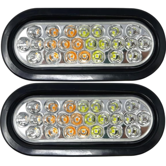 6.5" Oval Recessed Strobe Light 24 LED Quad Flash Patterns 2x Amber/White Strobe
