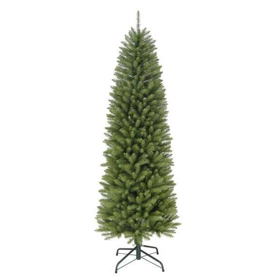 Puleo International 6.5 ft Fraser Fir Pencil Artificial Christmas Tree, Metal Stand, Green