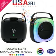 6.5" Portable Mini Bluetooth Speaker Sports Stereo Lightweight Desktop RGB Lights TWS FM USB Black