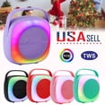 thumbnail image 1 of 6.5" Portable Mini Bluetooth Speaker Sports Stereo Lightweight Desktop RGB Lights TWS FM USB Pink, 1 of 9