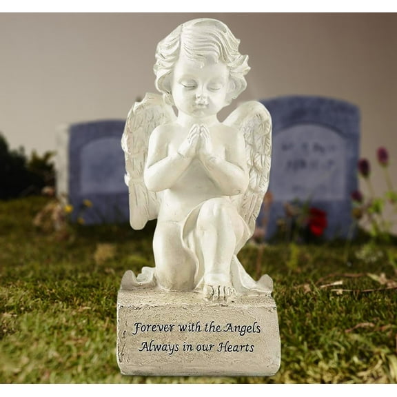 DurableDelights 6.5"" Praying Angel Figurine, Guardian Memorial Angel Statue, Sympathy Baby Angel Outdoor