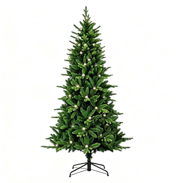 Led Downlights Label 6.5' Pre-Lit Alder Green Artificial Christmas Tree with 325 Warm White ...