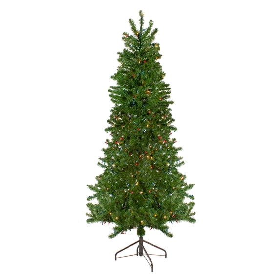 6.5' Pre-Lit Canadian Pine Slim Artificial Christmas Wall Tree Multi