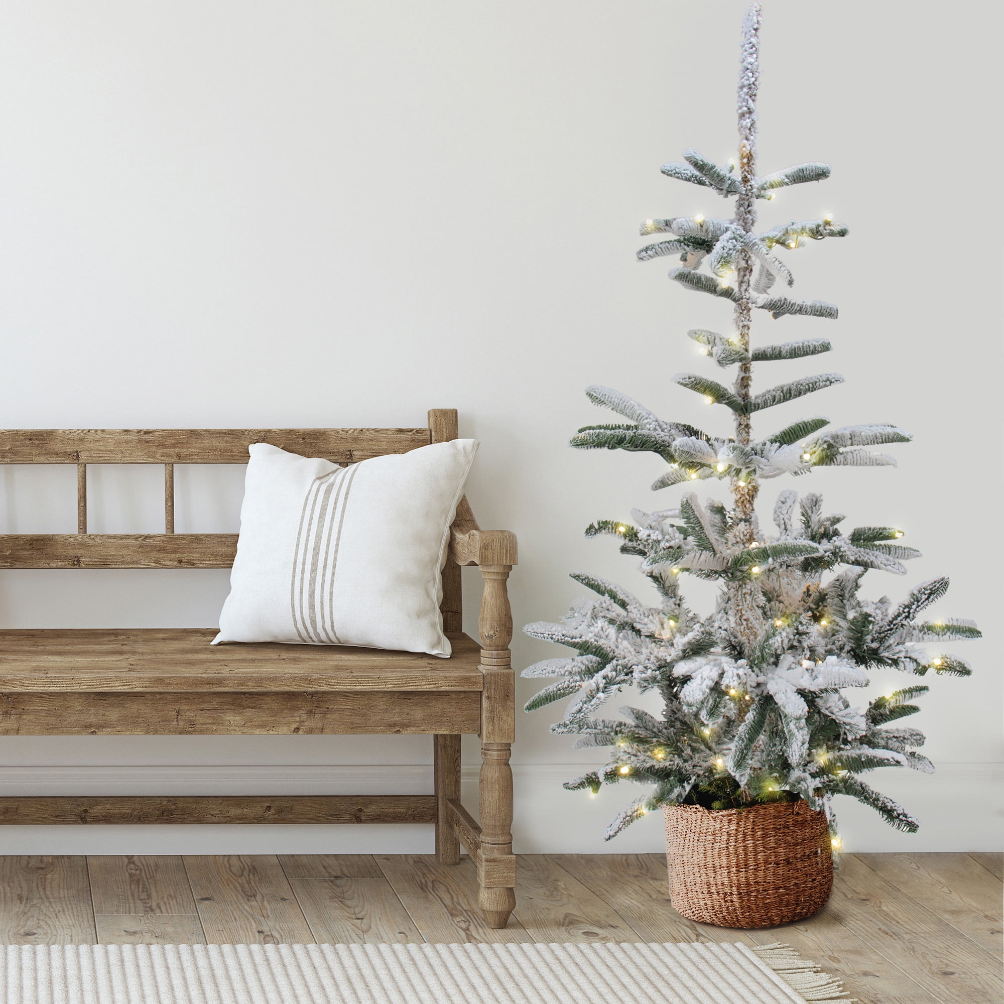 6.5' Pre-Lit Noble Fir Artificial Flocked Christmas Tree - Warm Clear LED Lights