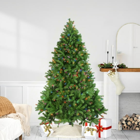Northlight Real Touch™️ Pre-Lit Full Noble Fir Artificial Christmas Tree - 6.5' - Multi-Color Lights