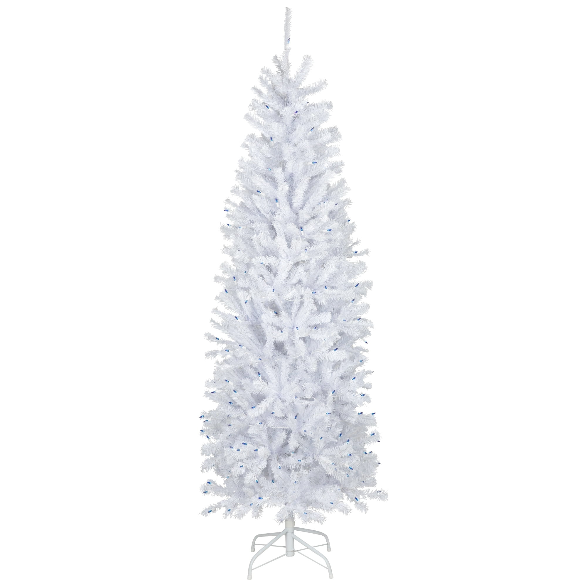 6.5' Pre-Lit Slim Geneva White Spruce Artificial Christmas Tree Blue