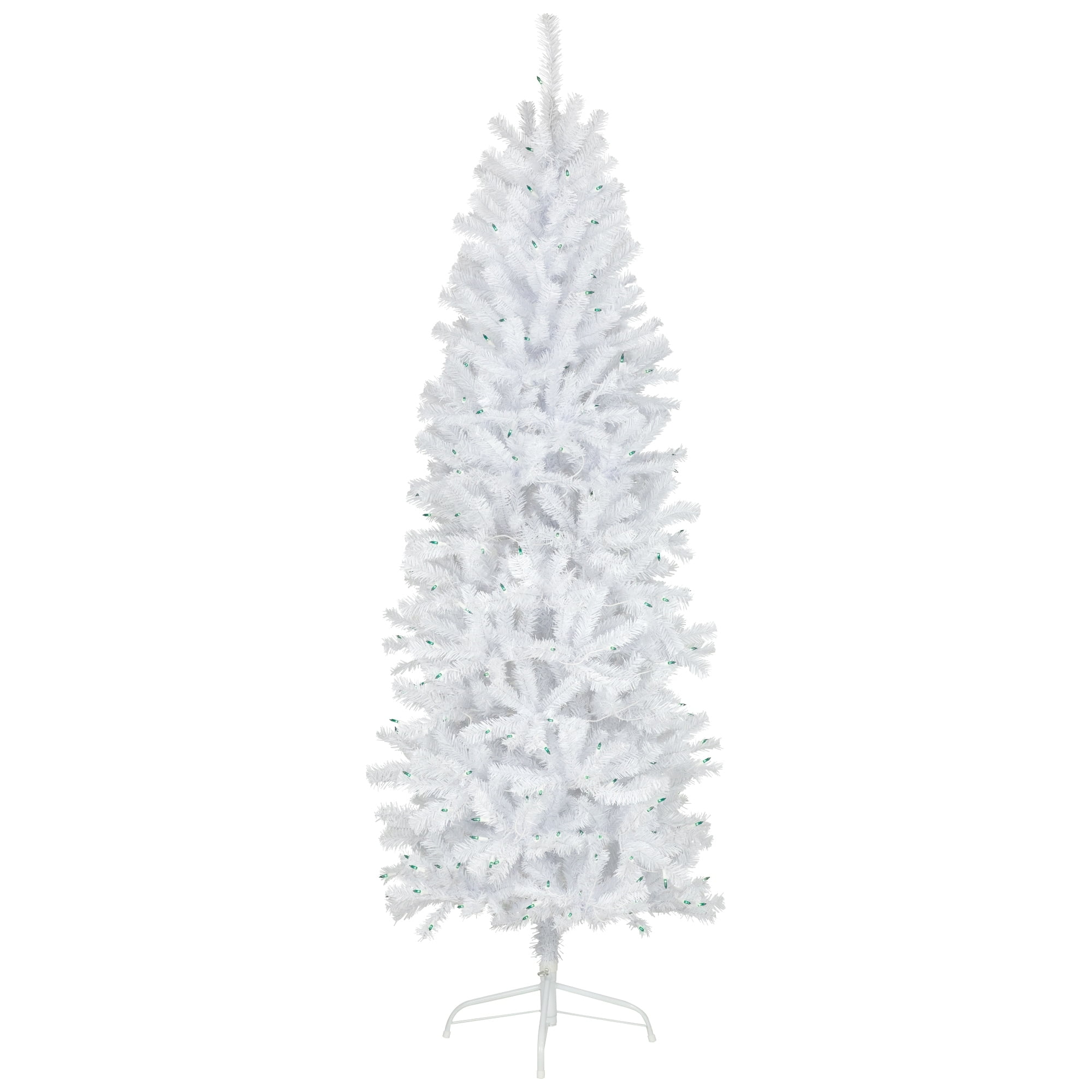 6.5' Pre-Lit Slim Geneva White Spruce Artificial Christmas Tree Green
