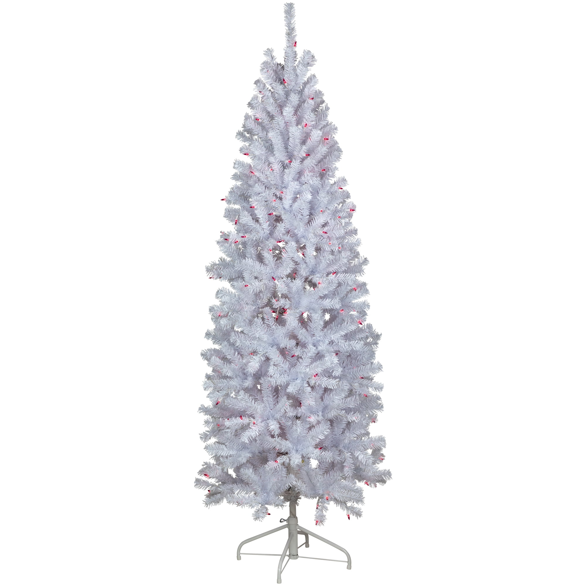 6.5' Pre-Lit Slim Geneva White Spruce Artificial Christmas Tree Pink