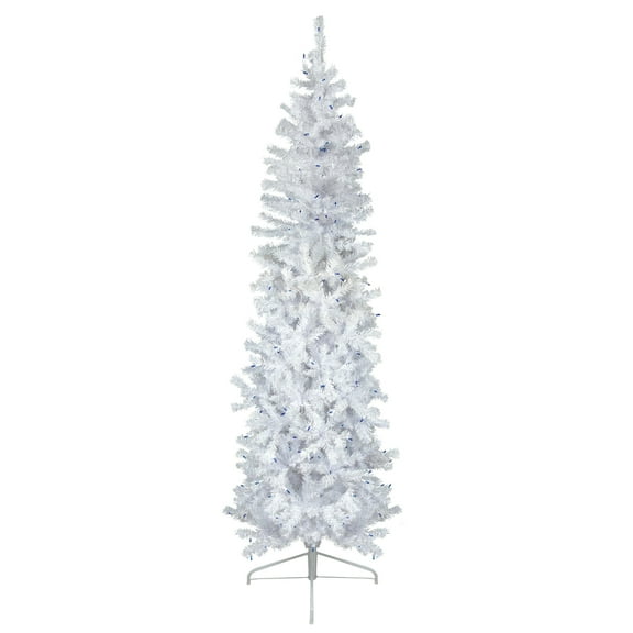 6.5' Pre-Lit Woodbury White Pine Pencil Artificial Christmas Tree Blue