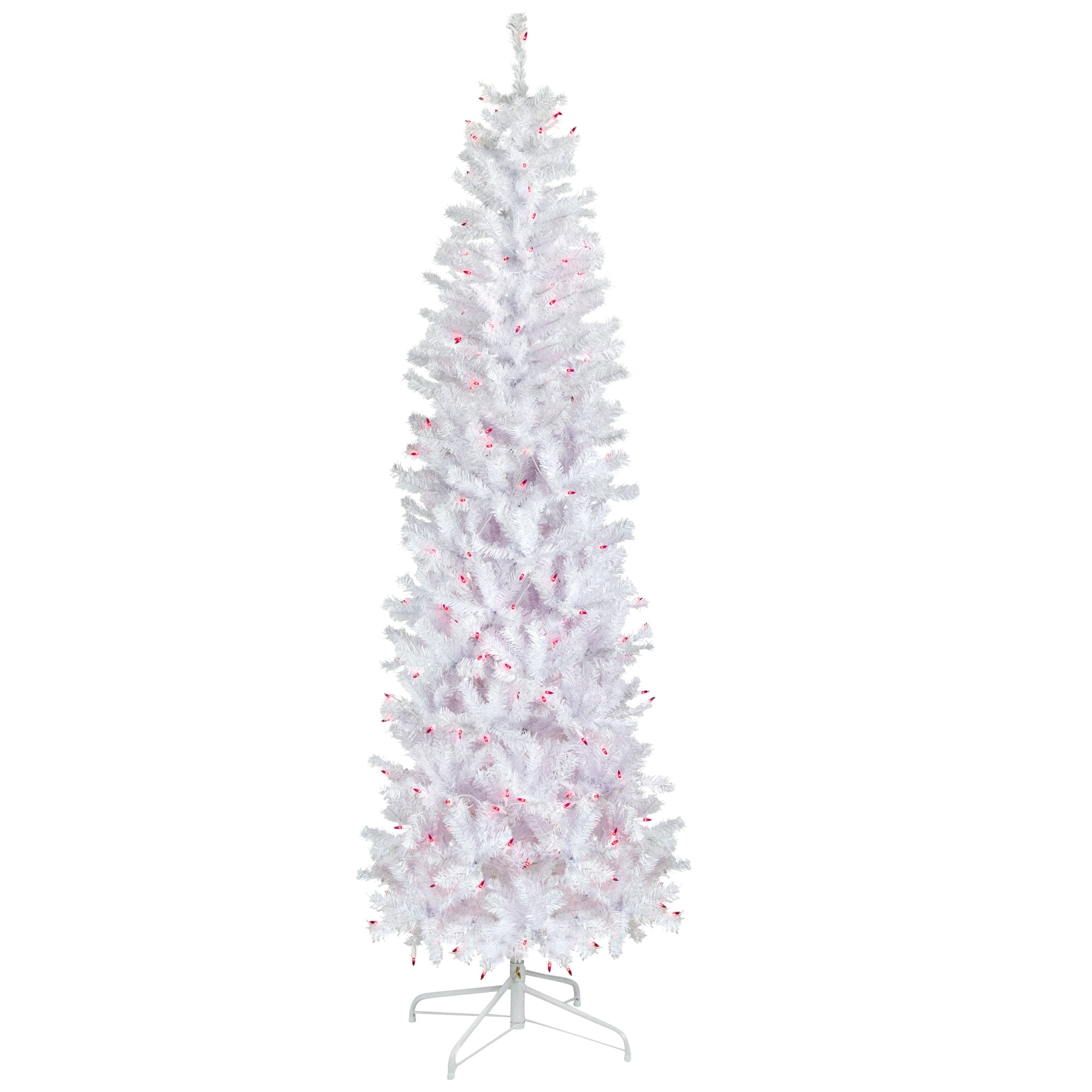 6.5' Pre-Lit Woodbury White Pine Pencil Artificial Christmas Tree Pink