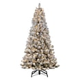 thumbnail image 1 of 6.5' Pre-lit Flocked Virginia Pine Artificial Christmas Tree, 787 Tips, 300 UL-Listed Clear Lights, Metal Stand, 1 of 5