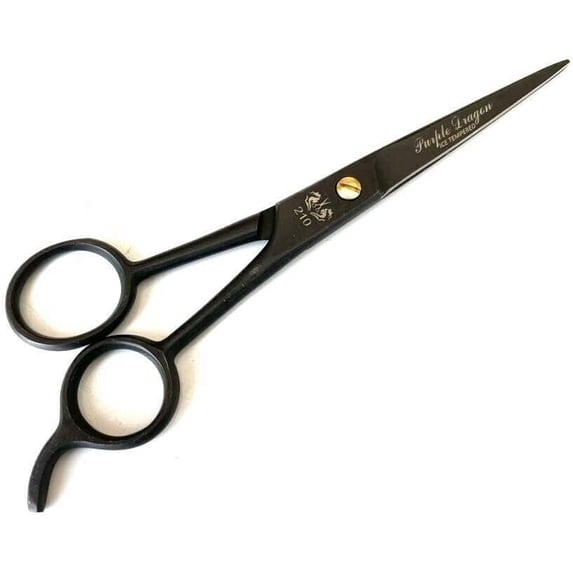 MT Hair Cutting Stainless Steel Barber Scissors, 6.5", Black
