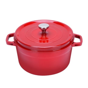 5.5 QT Enameled Iron Dutch Oven Pot with Lid, Dual Handles, Non-Stick Coating for Bread Baking & Cooking, Red