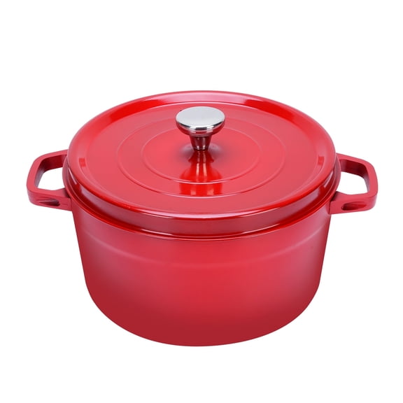 5.5 QT Enameled Iron Dutch Oven Pot with Lid, Dual Handles, Non-Stick Coating for Bread Baking & Cooking, Red