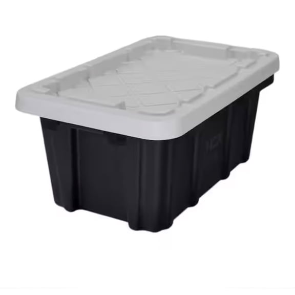6.5-Qt Tough Storage Tote in Black with White Lid 2 pack