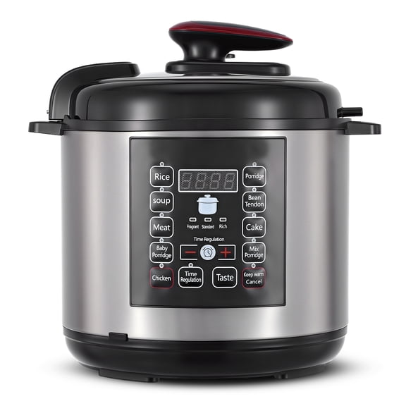6.5 Quart 12-in-1 Electric Pressure Cooker with Multi-Function Features and Stainless Steel Pot, Silver