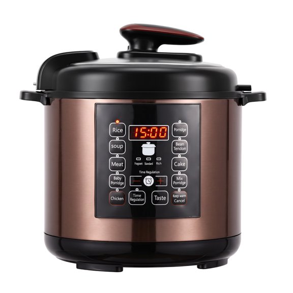 6.5 Quart Electric Pressure Cooker, 12-in-1 Multi-Functional Slow Cooker, Rice Cooker, Saute Pan, Soup Pot, Egg Cooker, Warmer, Preset Cooking, Gold Stainless Steel