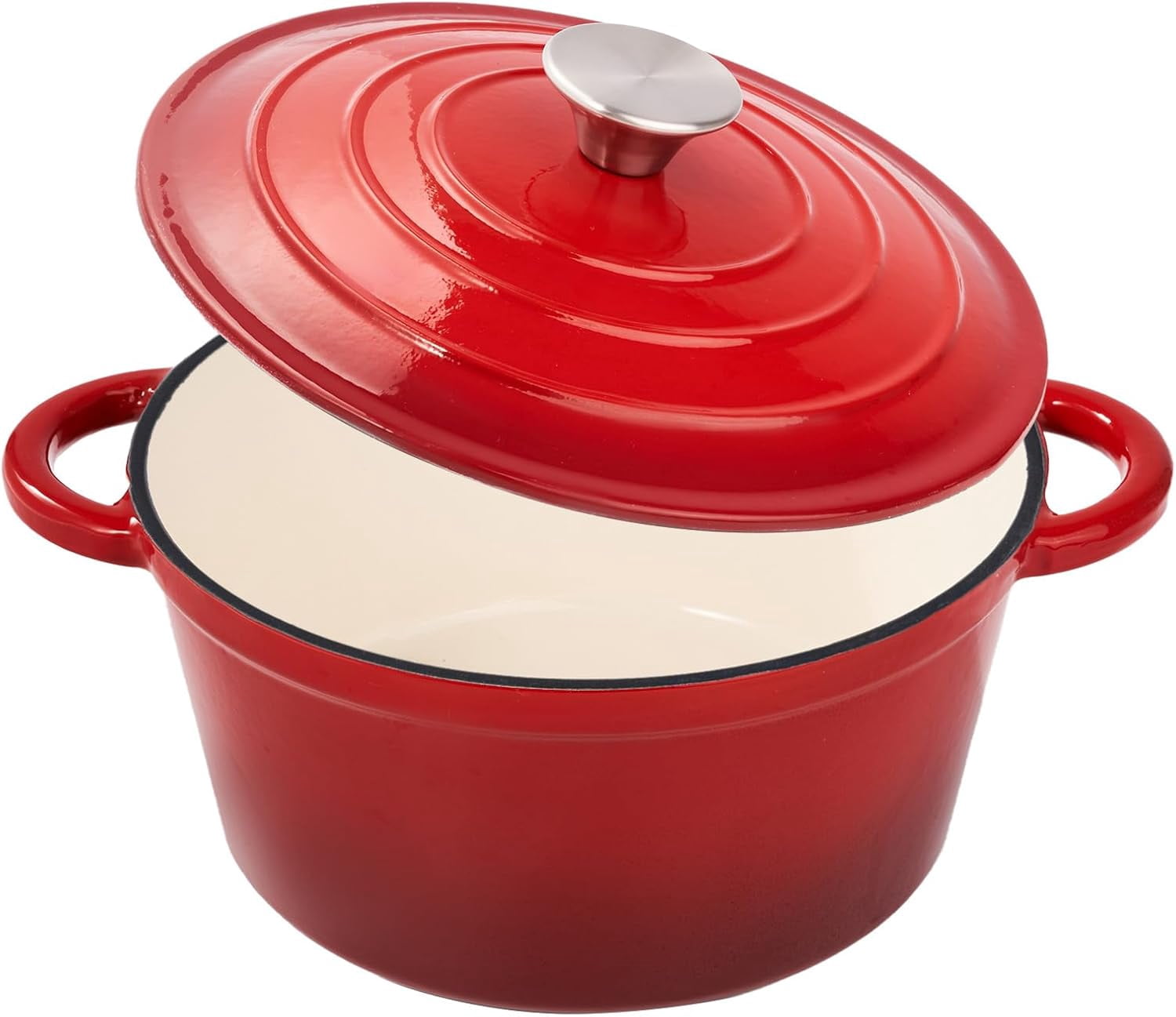 Smith & Clark 5-Quart Enameled Cast Iron Dutch Oven Pot With Lid In Red - Versatile For Soups, Stews, Braising & Baking