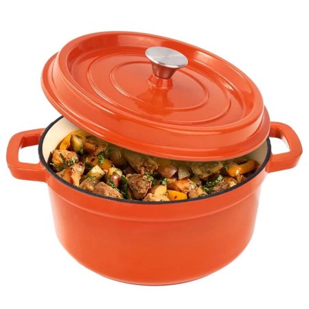 6.5 Quart Nonstick Enameled Cast Iron Dutch Oven with Dual Handles, Red