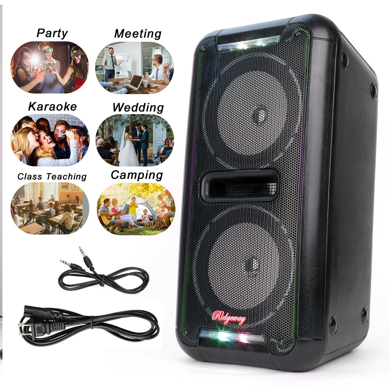 Grande Haut Parleur Bluetooth Karaoke Party 120W - Grosse Enceinte Bluetooth  Puissante, Active, Lumineuse pour l'Exterieur ou l'Interieur, Le Soiree,  avec Radio FM, avec ou sans Fil (Rechargeable) : : Instruments de