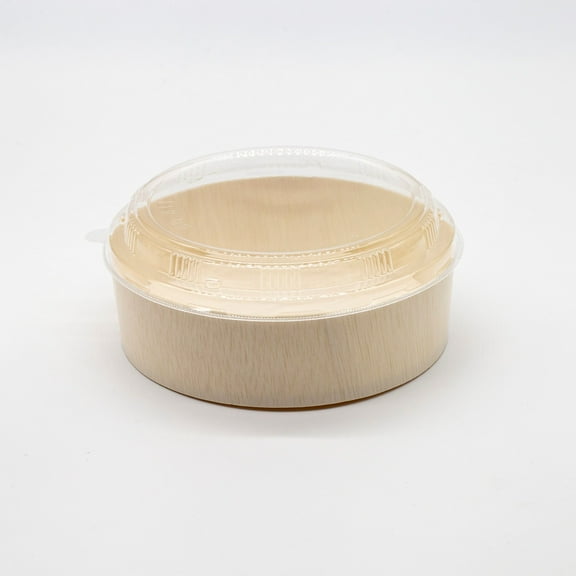 6.5" Round Wooden Container Togo Box w/ Lid 200 sets (Base & Lid)