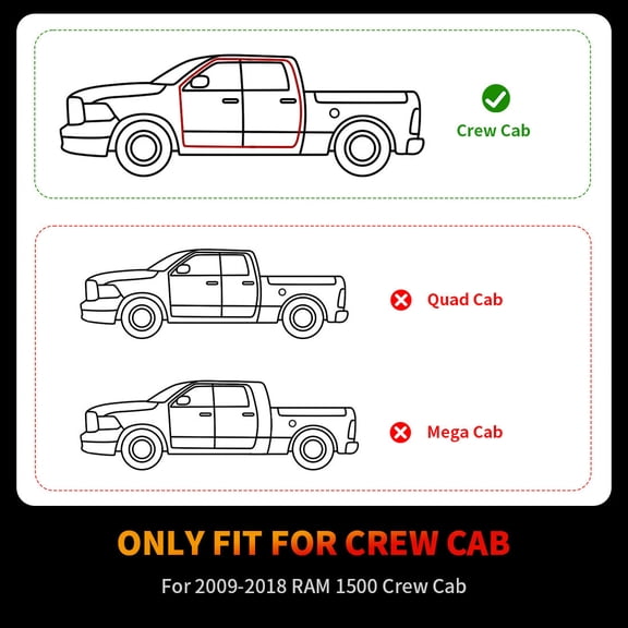 6.5" Running Board for 2009-2018 Dodge Ram 1500 Crew Cab 2010-2026 Ram 2500 3500