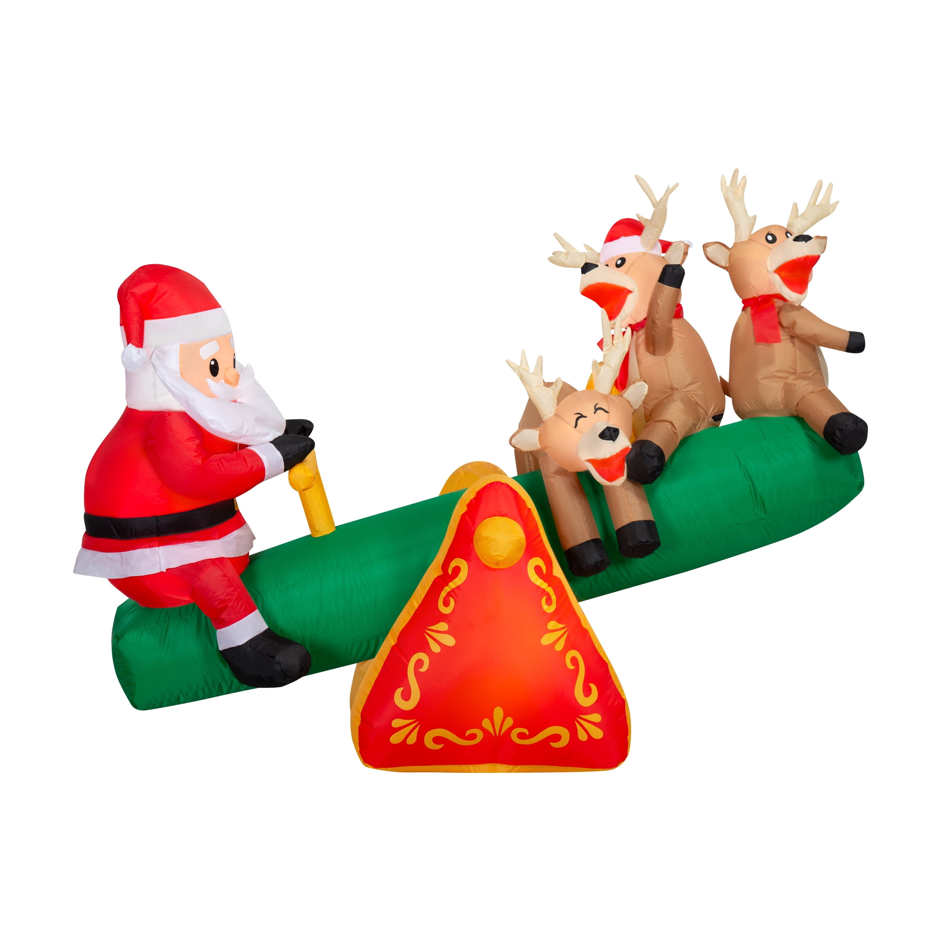 Multicolor Teeter Totter Santa with Reindeer Christmas Airblown Yard Inflatable, 6.5', by Holiday Time
