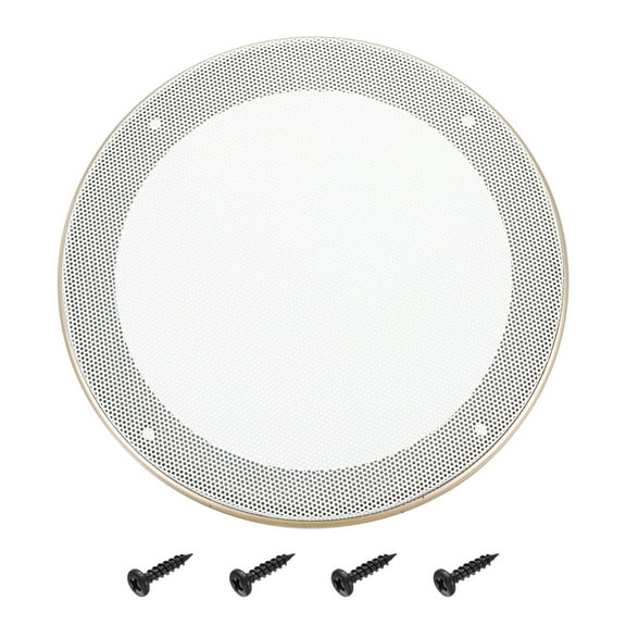 6.5" Speaker Grill, Gold ABS Frame with White Mesh Cover and Screw