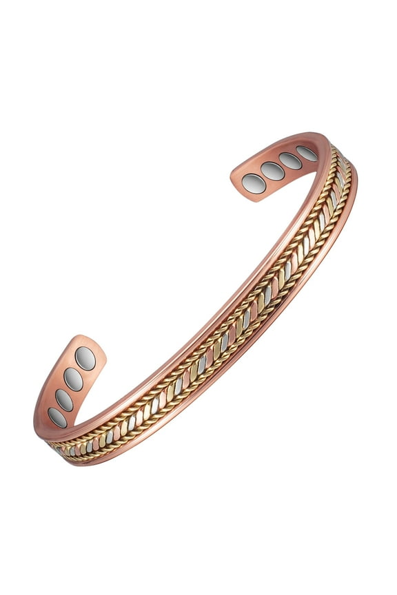6.5'' Tri Tone Fashion Pure Copper Magnetic Bracelet for Women