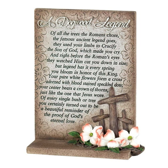 Dicksons A Dogwood Legend Floral Etched Soil 5 x 6.25 Resin Stone Tabletop Figurine