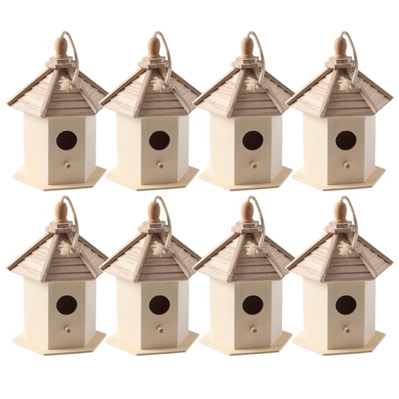 6.5" Wooden Gazebo Birdhouse by Make Market - Unfinished Hanging Birdhouse Made of 100% Wood - Bulk 8 Pack
