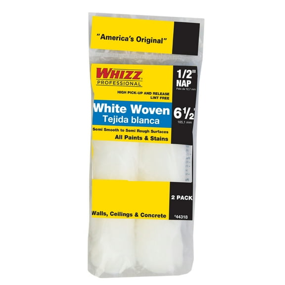 6.5" X 1/2" White Woven Mini Rollers - 2/Pk, PartNo 44318, by Whizz, Single Unit