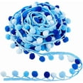 thumbnail image 1 of 6.5 Yards/ 5.94m Large Pom Poms Balls Fringe Trim Blue Trim Fringe Sewing Ribbon Crafts Pompoms Tassel Lace for Sewing Pillow Clothing DIY Crafts Party Home Decoration 15mm Balls, 1 of 6