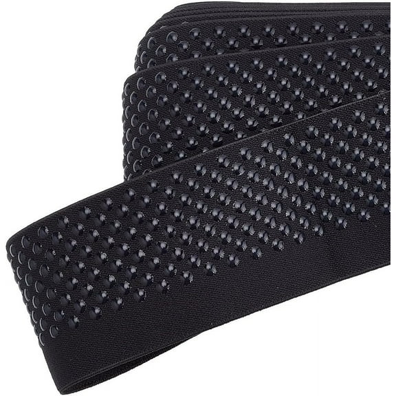 6.5 Yards Non-Slip Silicone Elastic Gripper Band 2inch Wide Black Polyester Eastic Tape Dot Silicone Backed Gripper for Garment Sewing Project 2mm Thick