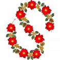 thumbnail image 1 of 6.5 ft Christmas Poinsettia Garland String Light Artificial Poinsettia String Light 10 Led Velvet Flower String Light Christmas Tree Garland Decor, Battery Operated with Red Berries and Holly Leaves, 1 of 7